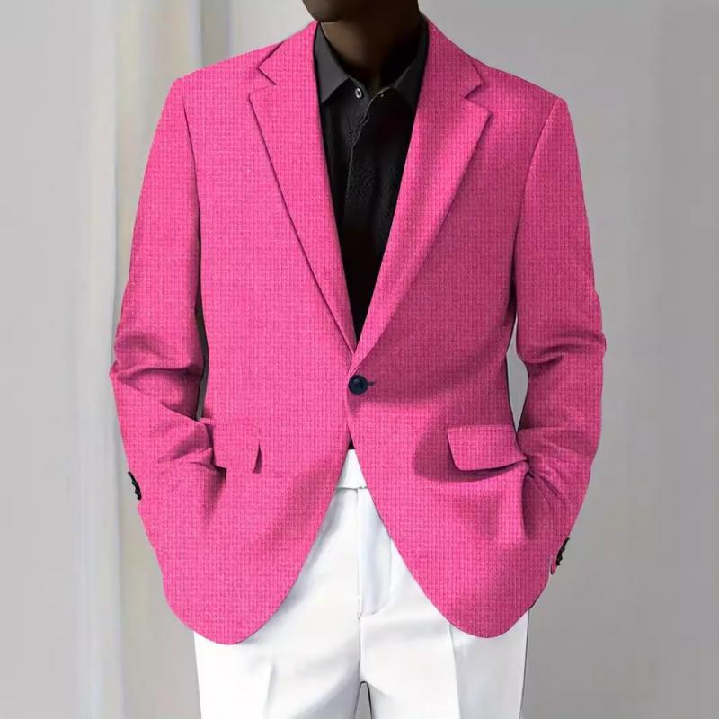 Men's Casual Solid Notch Lapel One Button Blazer