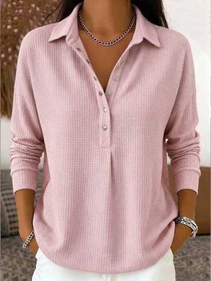 Casual Waffle-knit Cotton Sweatshirt