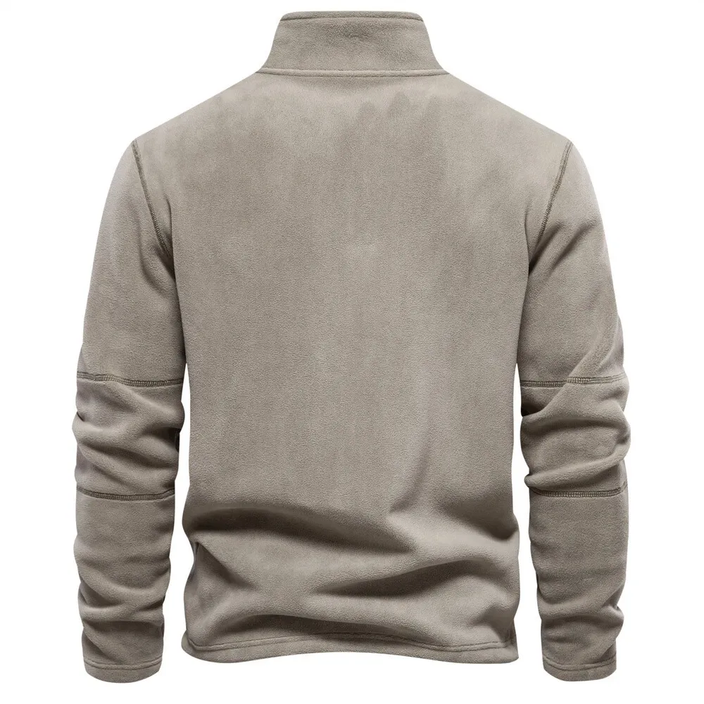 Men's Stand Collar Half Zip Long Sleeve Hoodie Sweatshirt Fleece Pullover