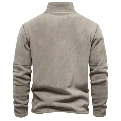 Men's Stand Collar Half Zip Long Sleeve Hoodie Sweatshirt Fleece Pullover