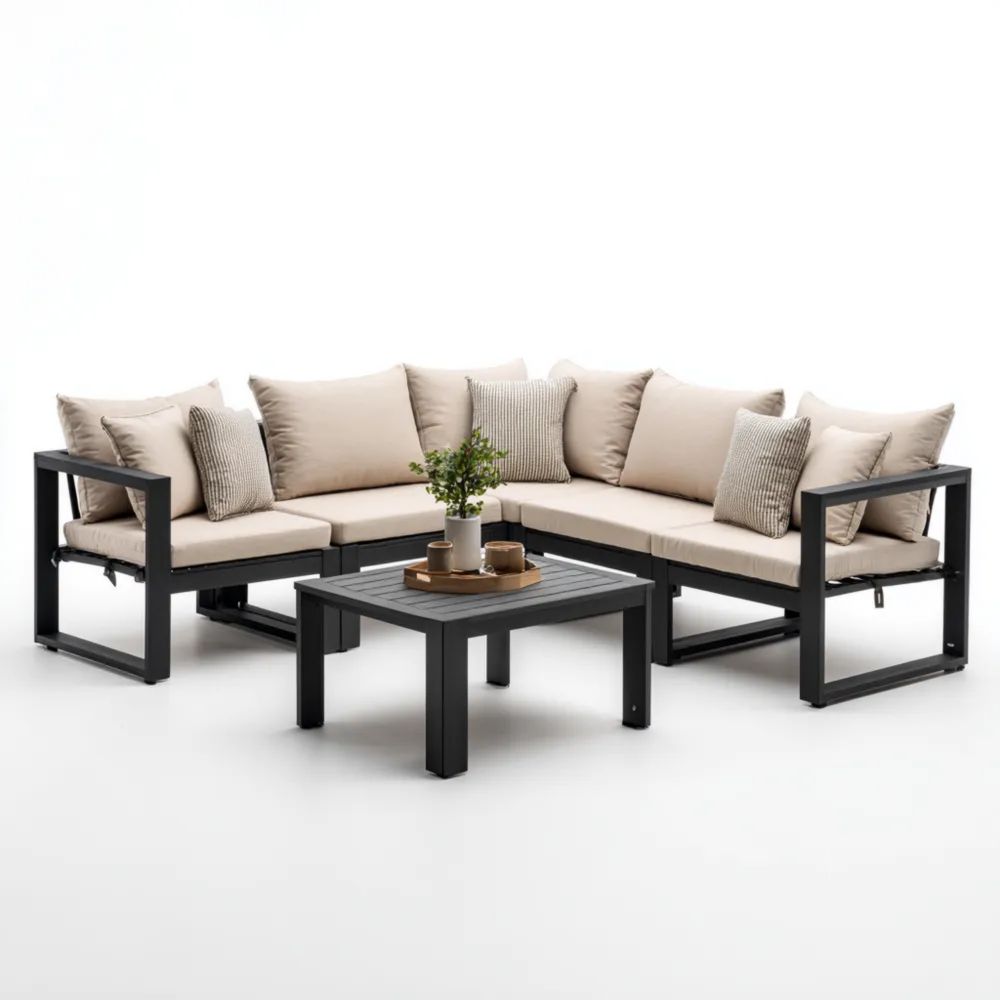 Gartensofa-Set Aluminium 250x150x70 cm – Beige – Moderner Stil