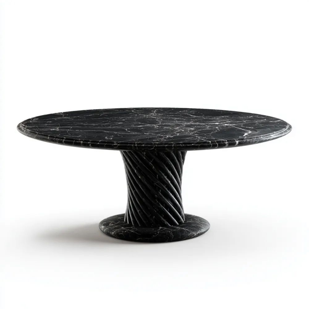 Runder Esstisch aus schwarzem Marmor - 120x120x75 cm