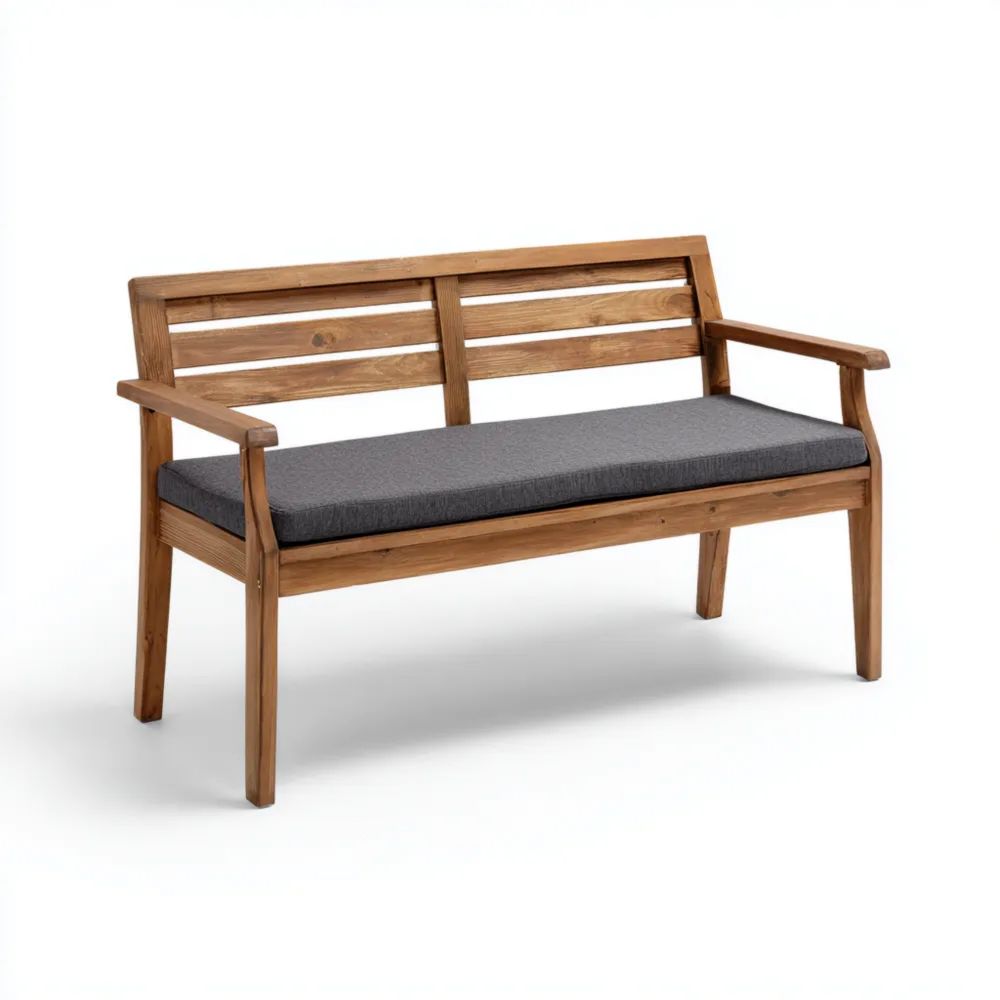 Gartenbank Teakholz 120x60x85 cm – Dunkelgrau – Modernes Design