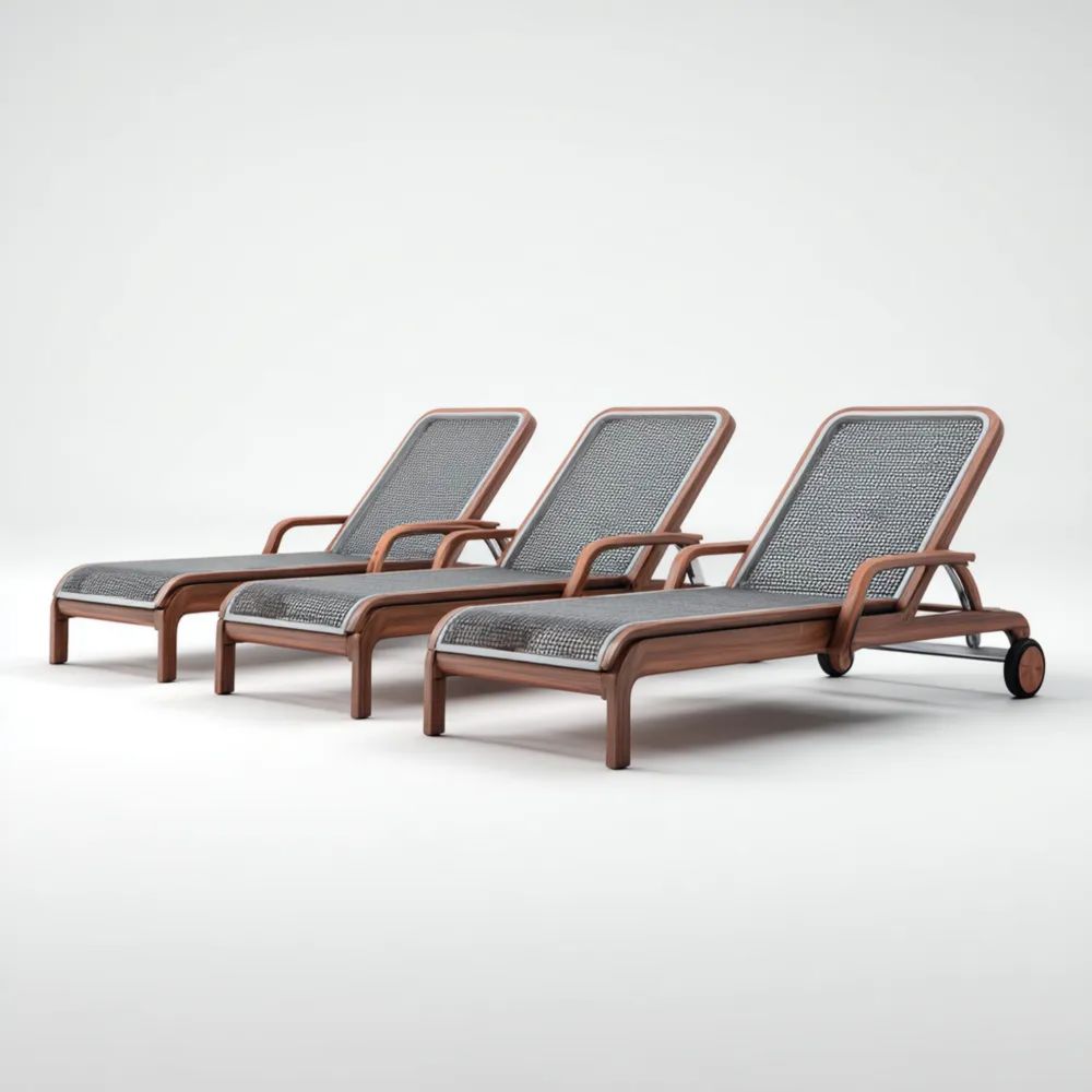 Gartenliege Holzrahmen 200x70x40 cm – Grau – Modernes Design