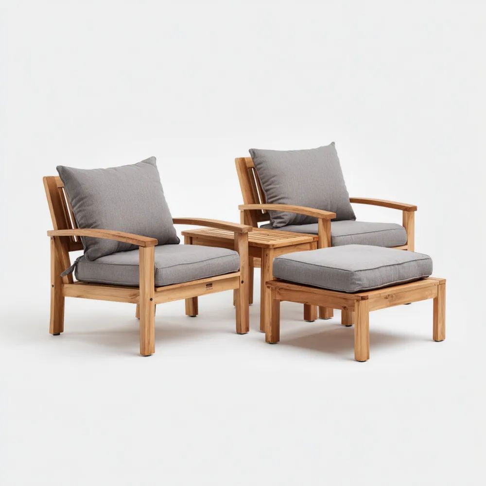 Garten-Loungeset Holz 4-teilig 70x75x85 cm – Grau – Modernes Design