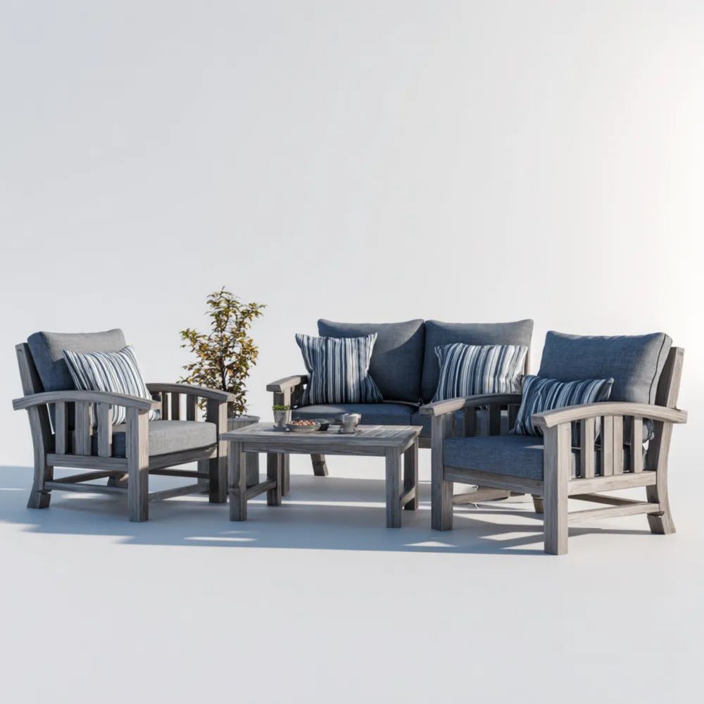 Garten-Sofaset Holz 140x80x75 cm – Dunkelgrau – Klassisches Design