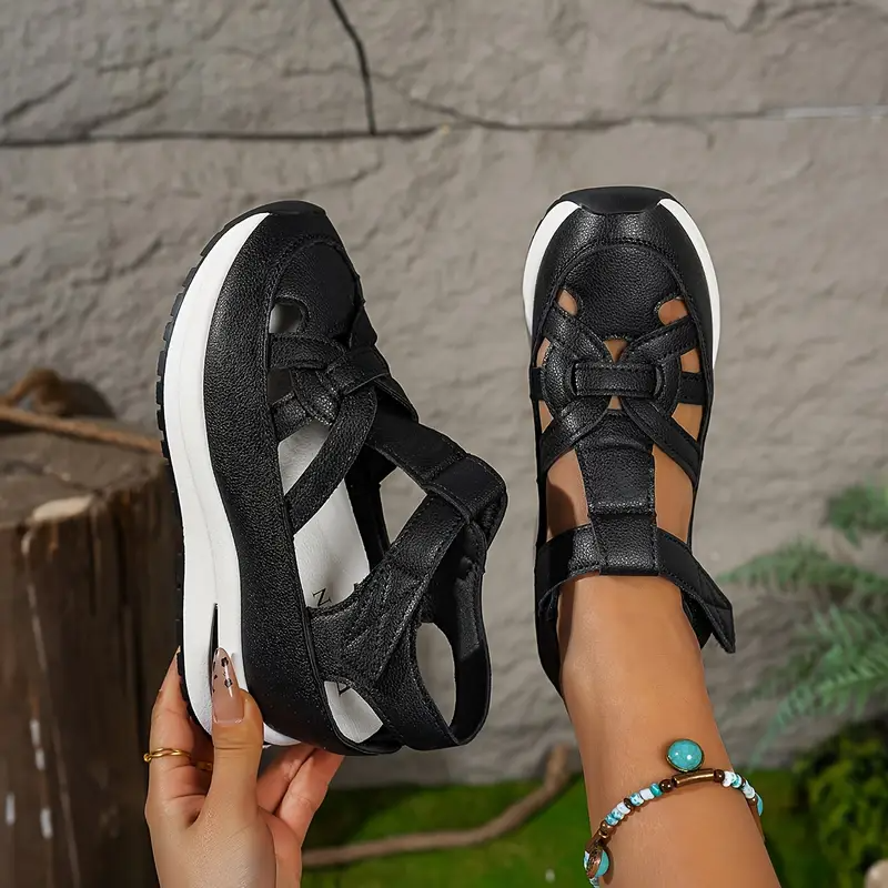 Women’s Soft Adjustable Sandals – Hook & Loop, Comfort Fit for Wide & Narrow Feet