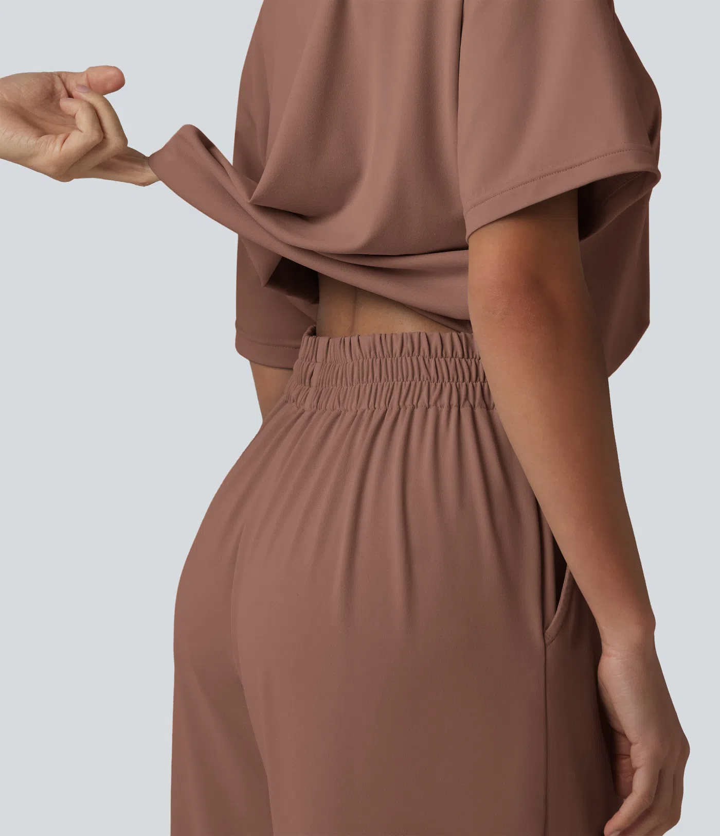 Boat Neck Short Sleeve Drawstring Baggy Casual Jumpsuit with Pockets-Easy Peezy Edition