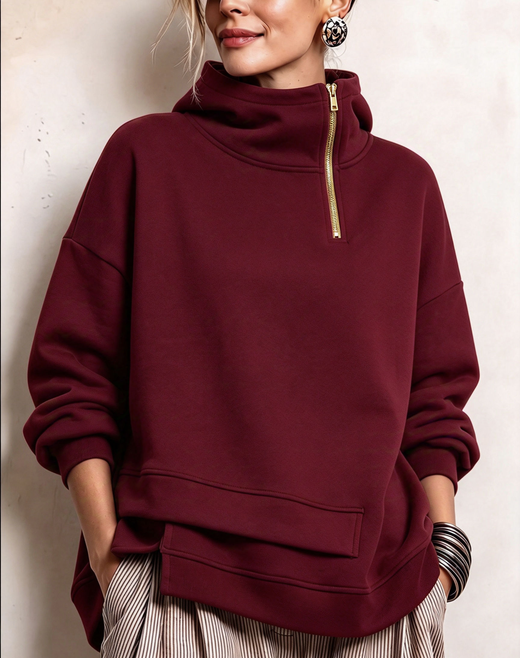 🤲LAST DAY SAVE 49% ⏰Modern Asymmetric High-Neck Casual Sweatshirt