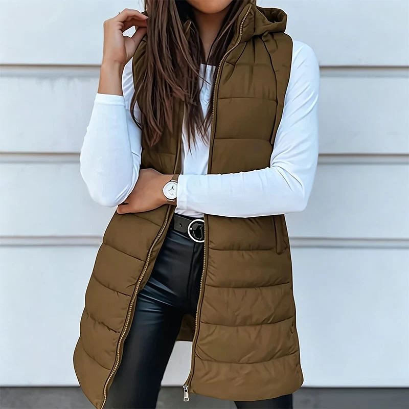 Women’s Zip-Up Long Puffer Vest