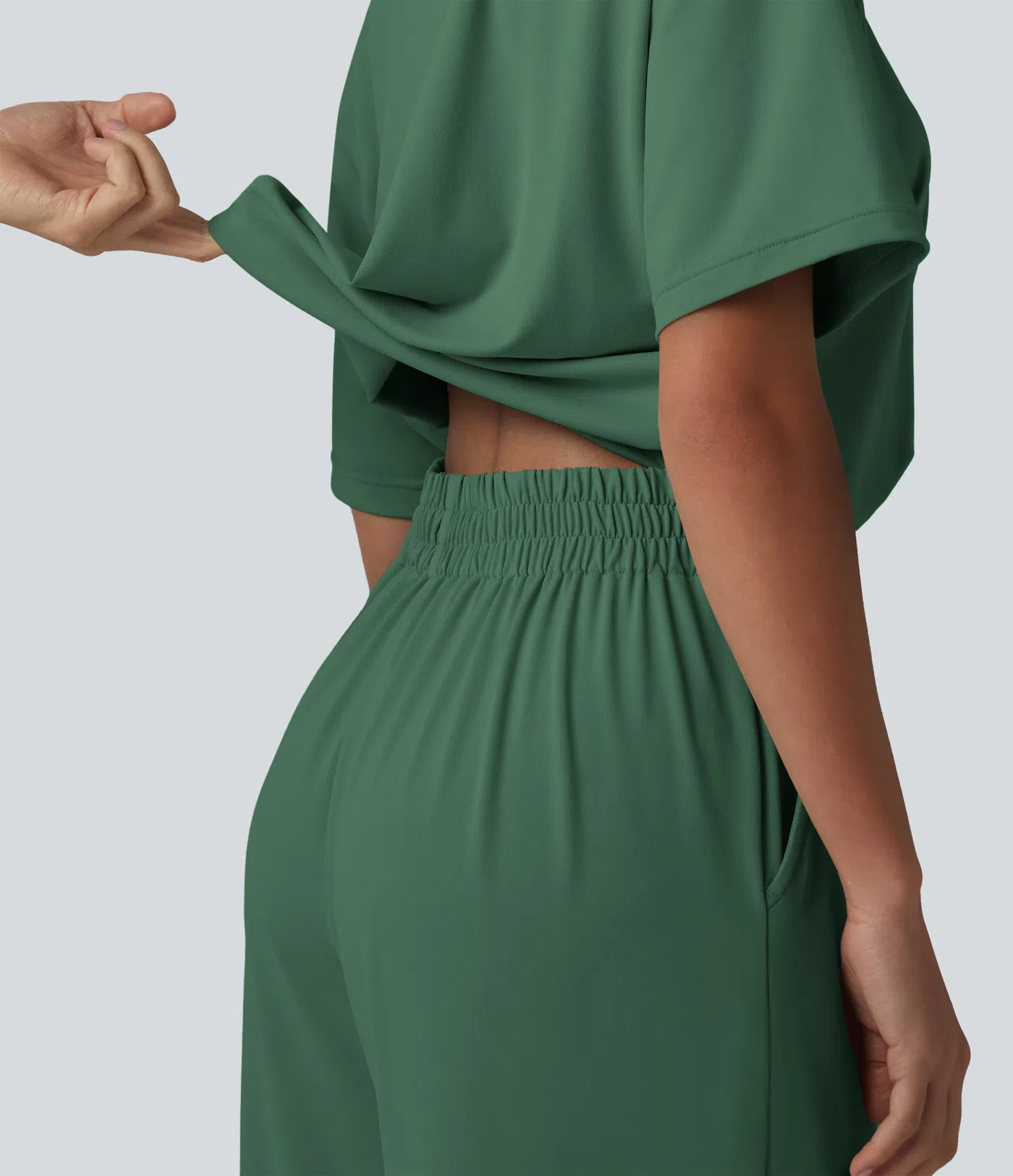 Boat Neck Short Sleeve Drawstring Baggy Casual Jumpsuit with Pockets-Easy Peezy Edition
