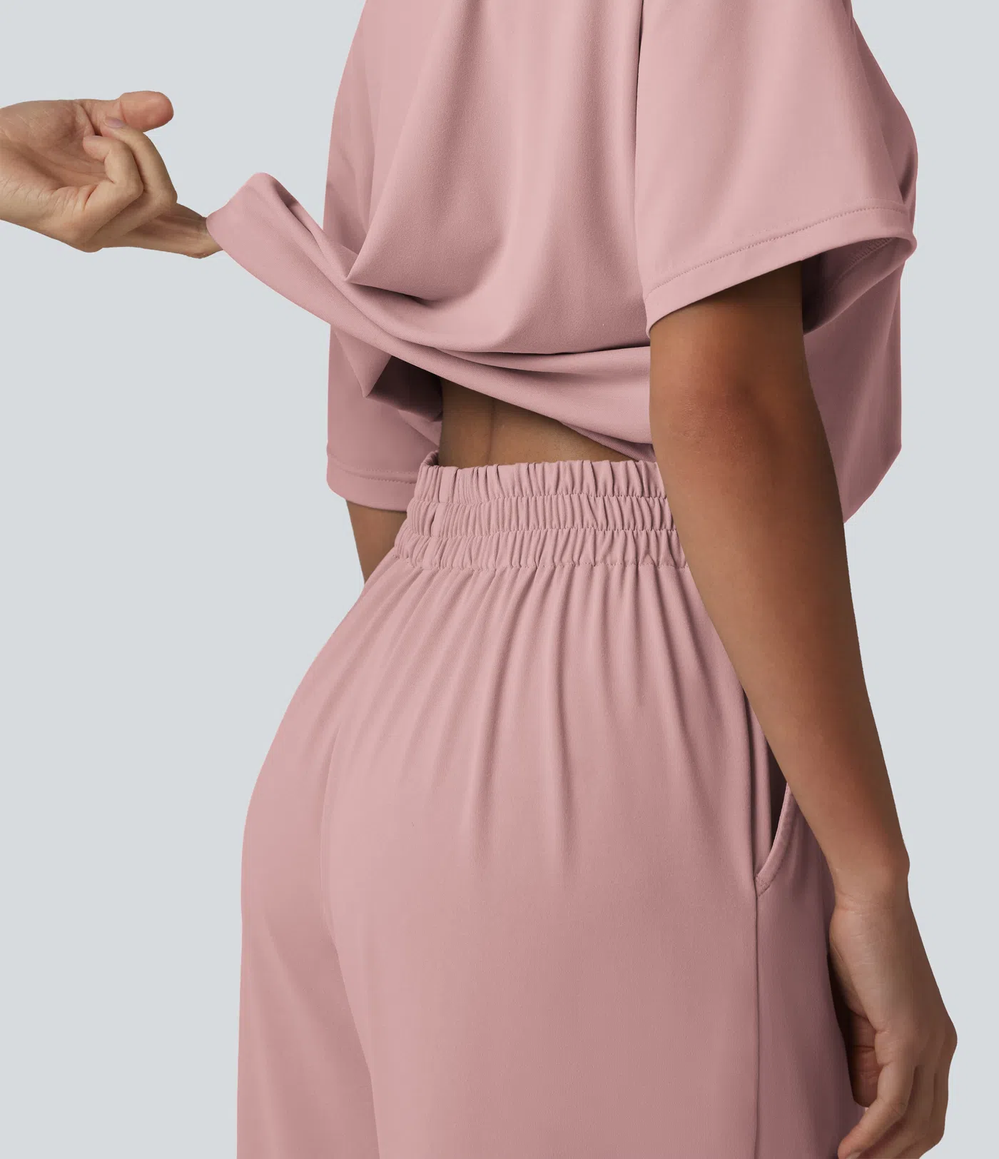 Boat Neck Short Sleeve Drawstring Baggy Casual Jumpsuit with Pockets-Easy Peezy Edition