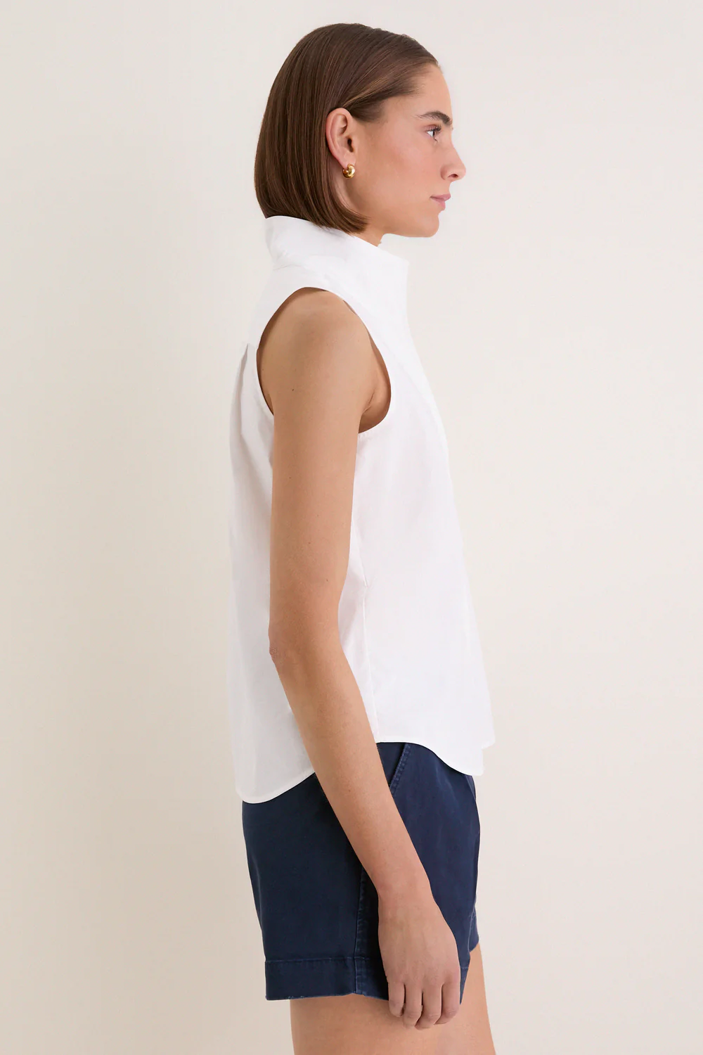 French Blue Sleeveless Bessette Button Down