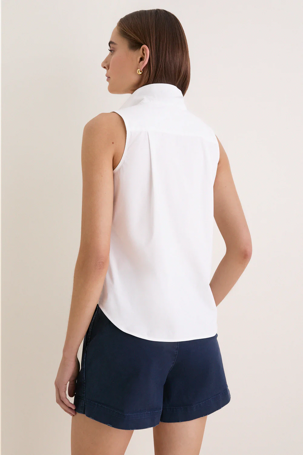 French Blue Sleeveless Bessette Button Down