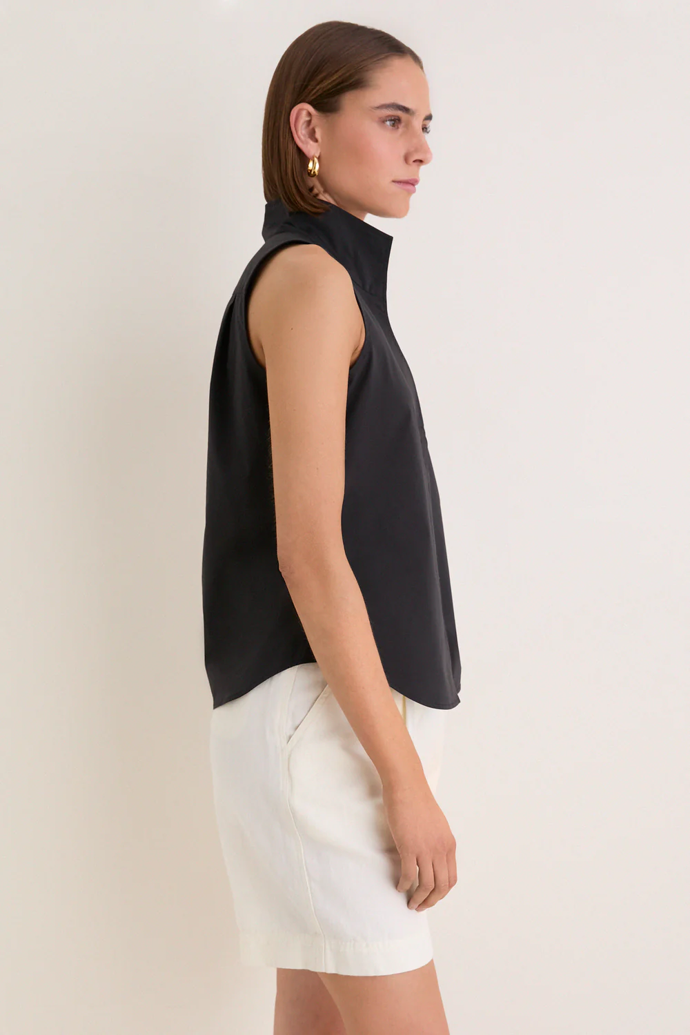 French Blue Sleeveless Bessette Button Down