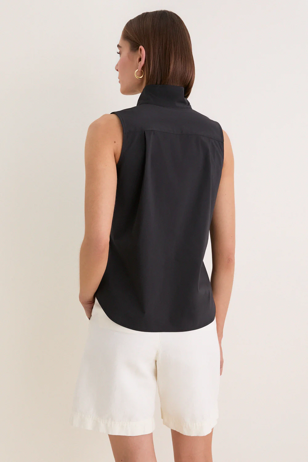 French Blue Sleeveless Bessette Button Down