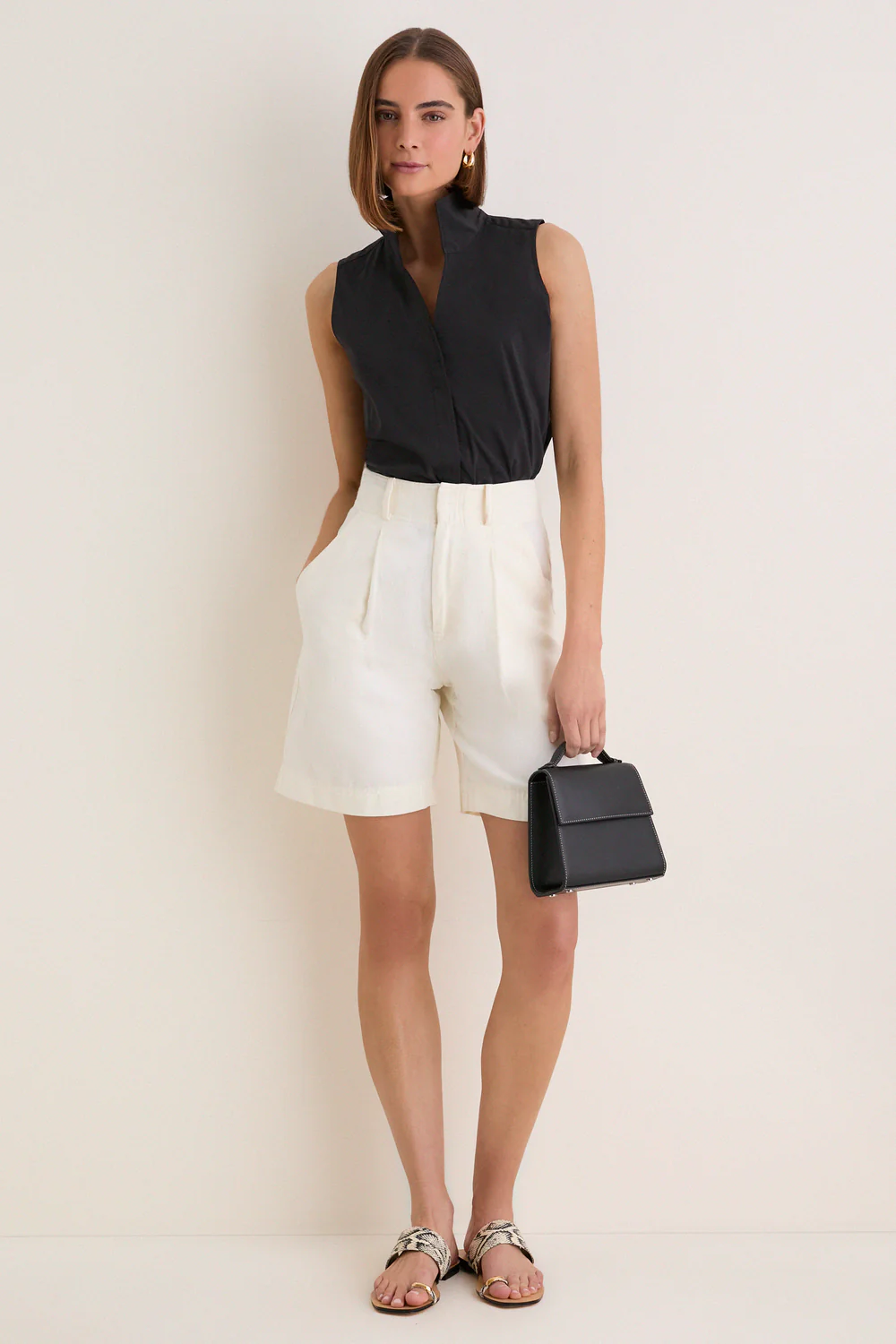 French Blue Sleeveless Bessette Button Down