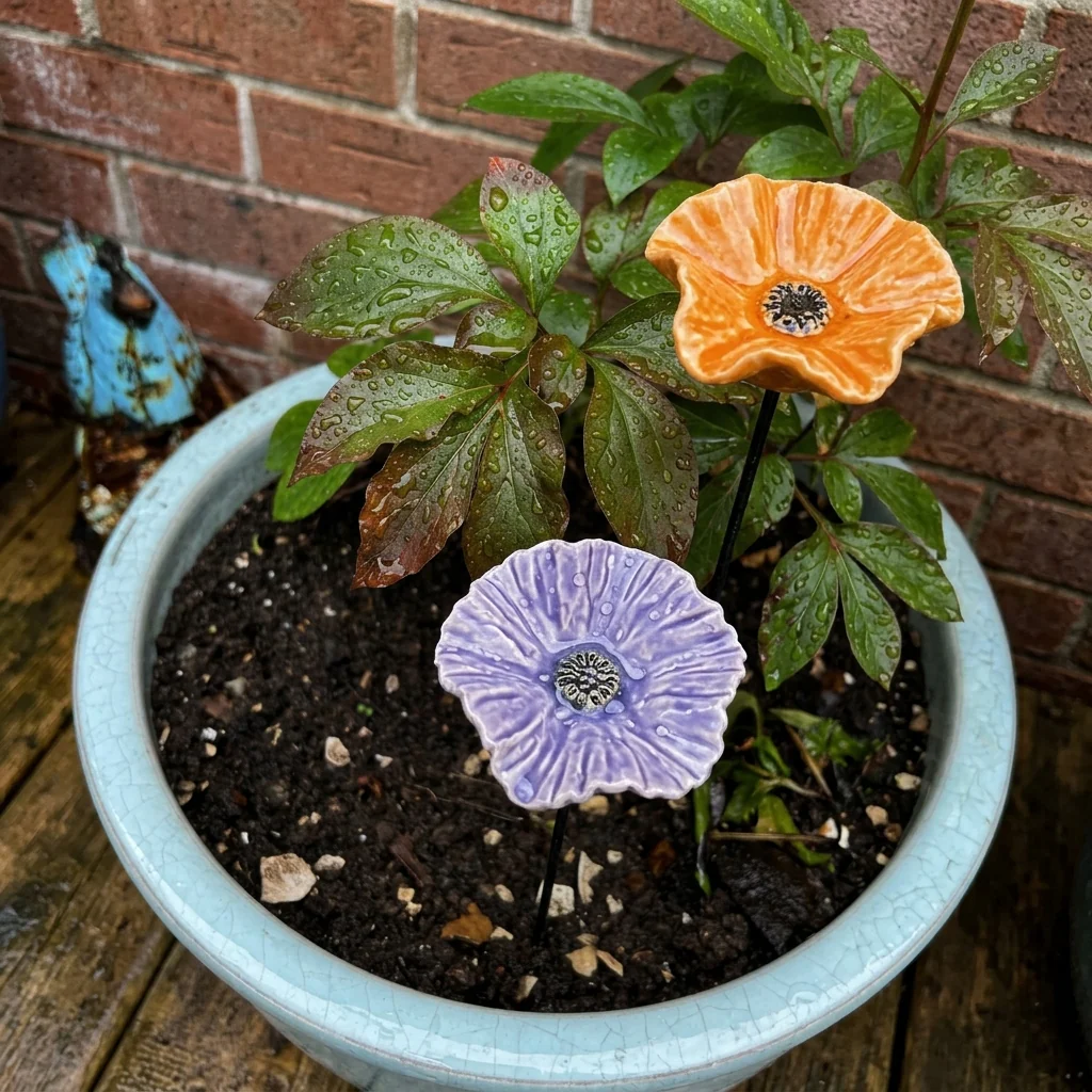 Dot's BeeBlossoms – Weatherproof Ceramic Watering Stations, Set of 4