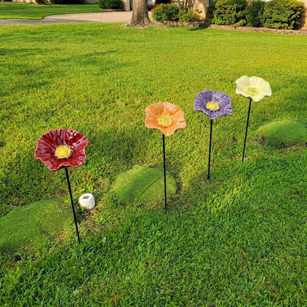 Dot's BeeBlossoms – Weatherproof Ceramic Watering Stations, Set of 4