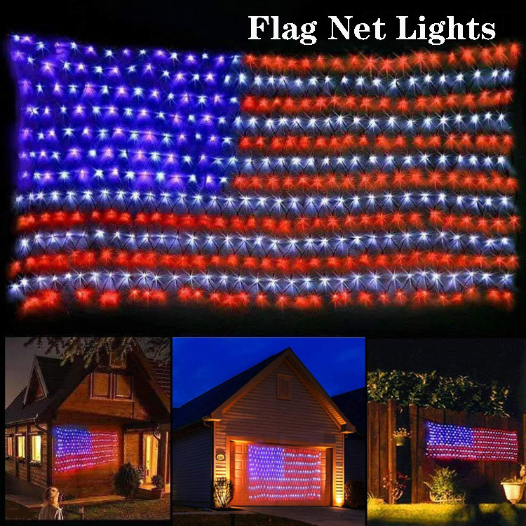 🇺🇸 4th Of July Garage Flag Net Lights