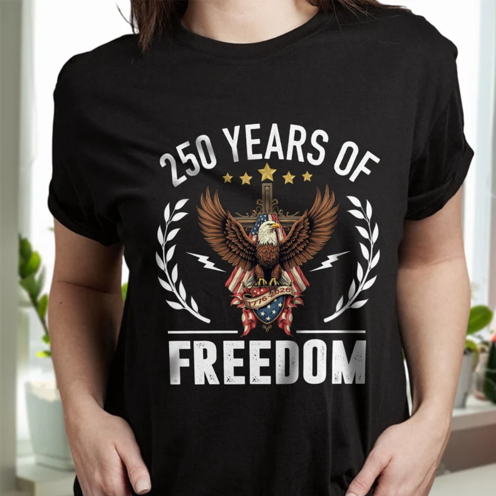 America 250 Years of Freedom With Eagle Dark Shirt For Family Gift 2026
