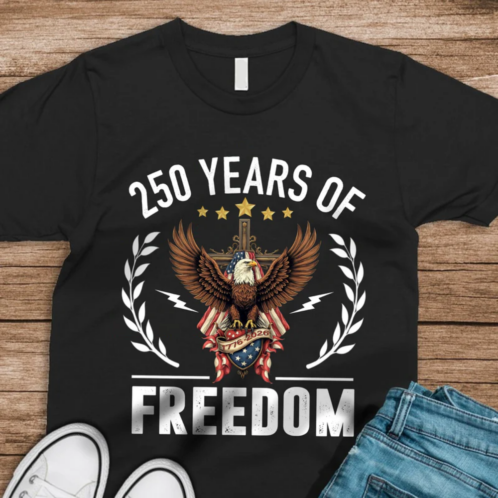 America 250 Years of Freedom With Eagle Dark Shirt For Family Gift 2026