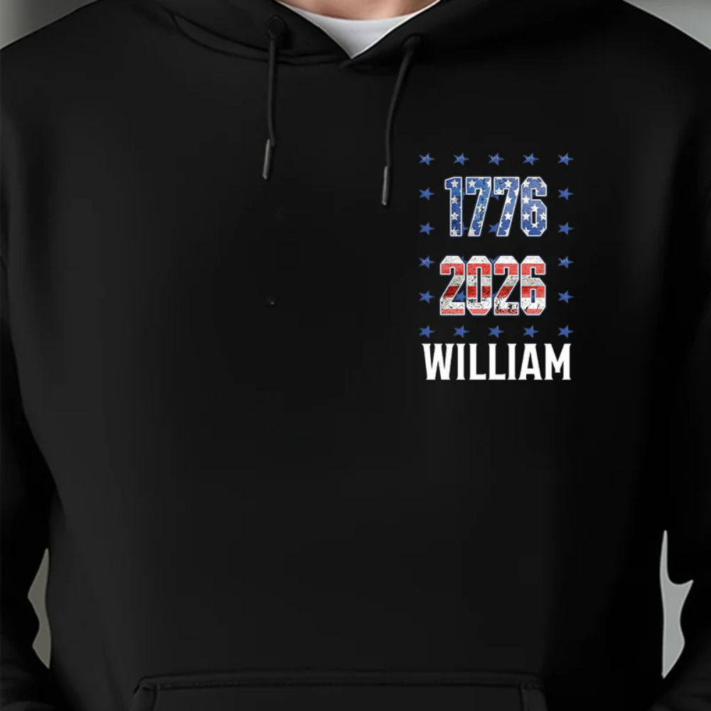 Custom Name America 250th 1776-2026 Back & Front Dark Shirt
