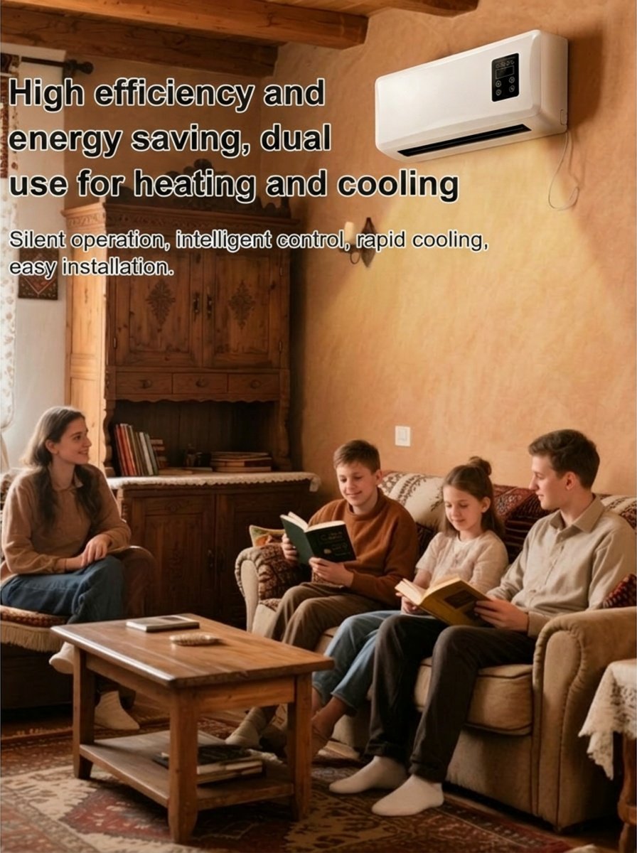Wall-mounted air conditioner for domestic use, cooling and heating