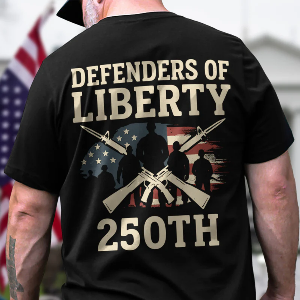 Defenders Of Liberty 250th Anniversary USA Back Side Dark Shirt