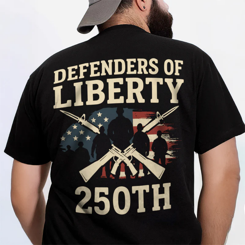Defenders Of Liberty 250th Anniversary USA Back Side Dark Shirt