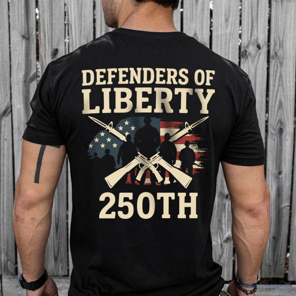 Defenders Of Liberty 250th Anniversary USA Back Side Dark Shirt