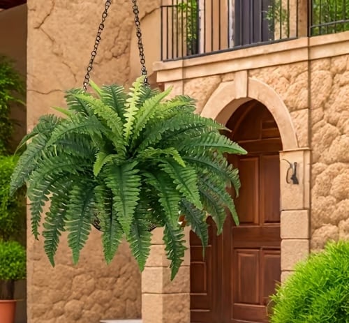 🌱 UV-Resistant Lifelike Artificial Boston Fern