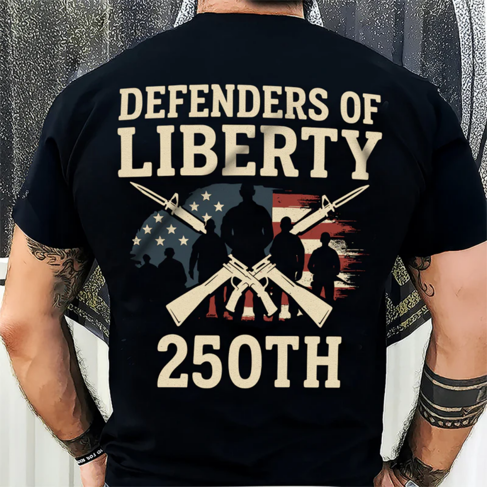 Defenders Of Liberty 250th Anniversary USA Back Side Dark Shirt
