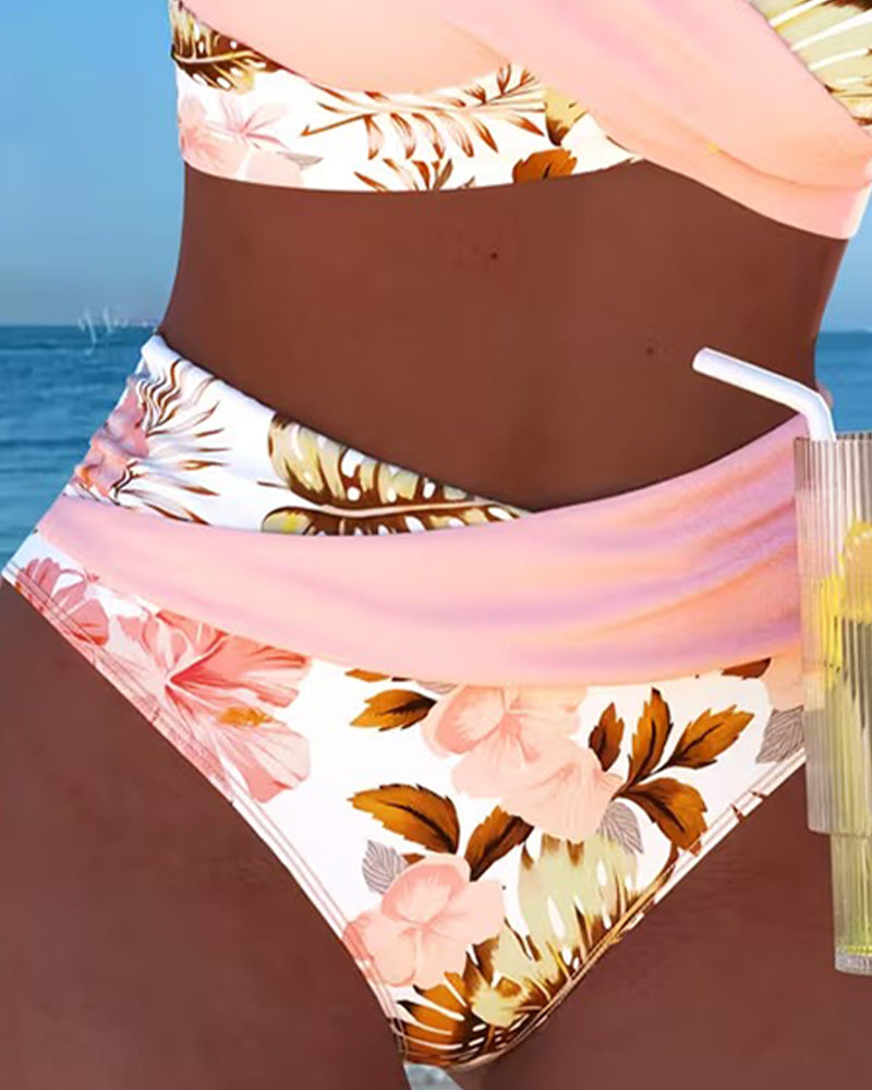 Floral Print Bikini in Contrasting Pattern