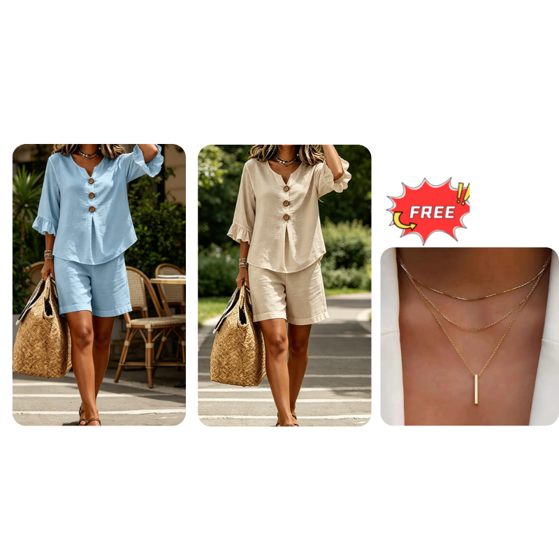 🎁Last Day Promotion 49% OFF🔥Women's Casual Cotton Two-Piece Outfit