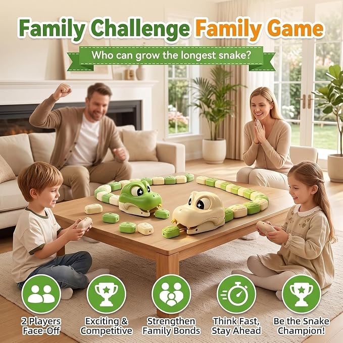 Family playing magnetic RC snake game