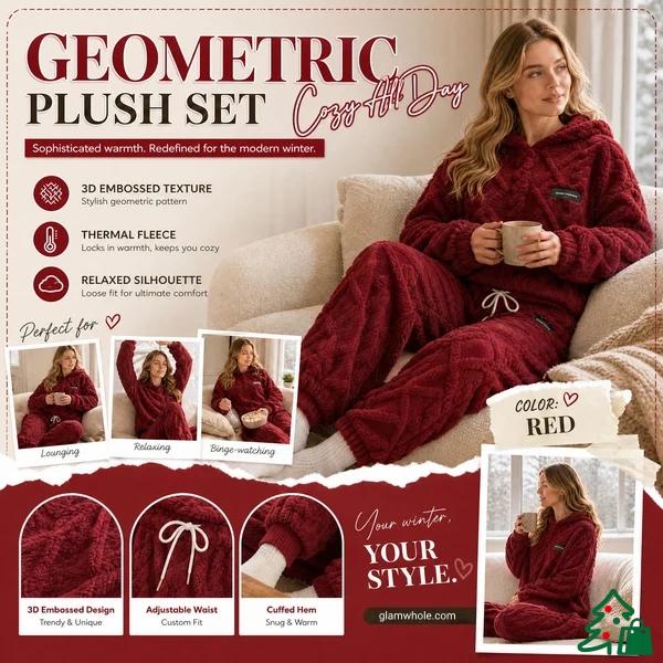⏳LAST DAY SALE ONLY ￡23.99!!🔥🍂 Embossed Geometric Plush Set – Timeless Comfort & Effortless Style For Every Occasion