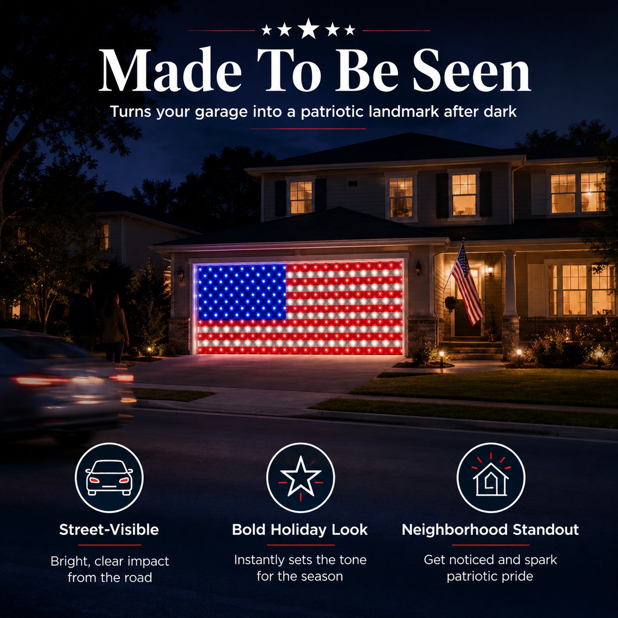 🇺🇸 4th Of July Garage Flag Net Lights