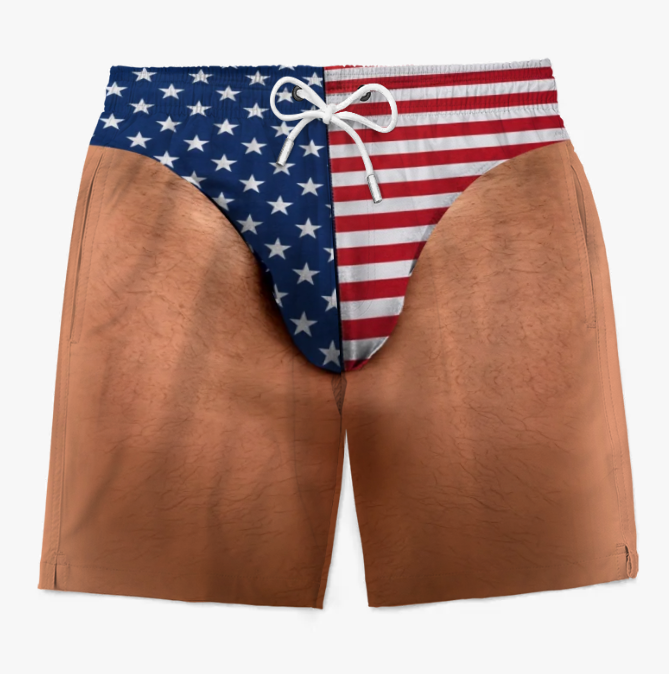 Custom Funny Patriotic Men Swim Trunks - Personalized Summer Vacation And Travel Gifts For Men - Freedom And Chill
