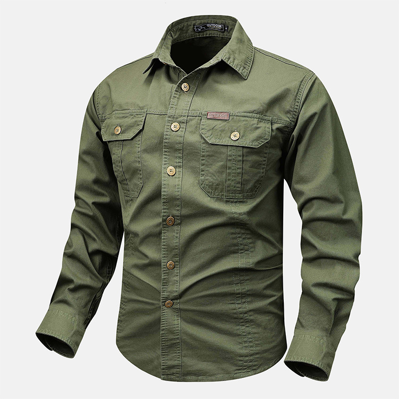 Men's Solid Color Cowboy Work Shirt Western Shirt