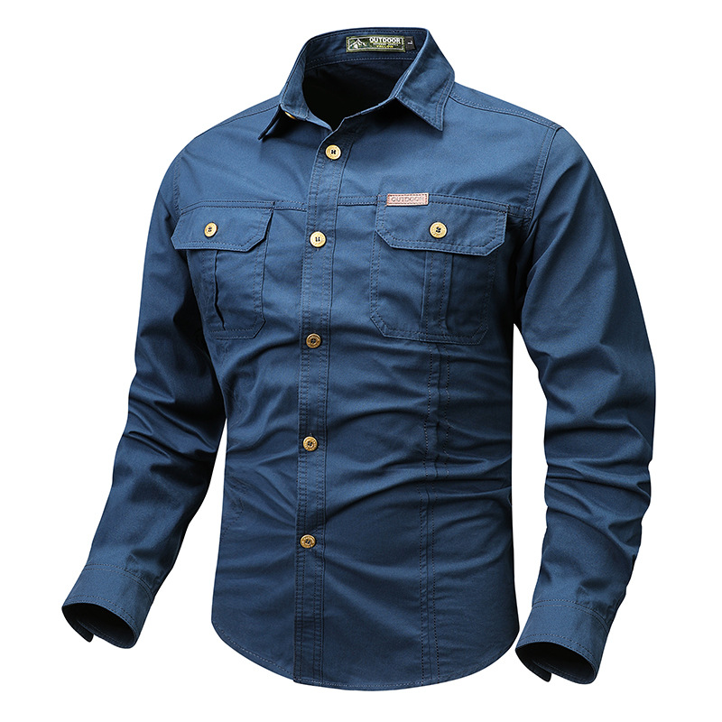 Men's Solid Color Cowboy Work Shirt Western Shirt