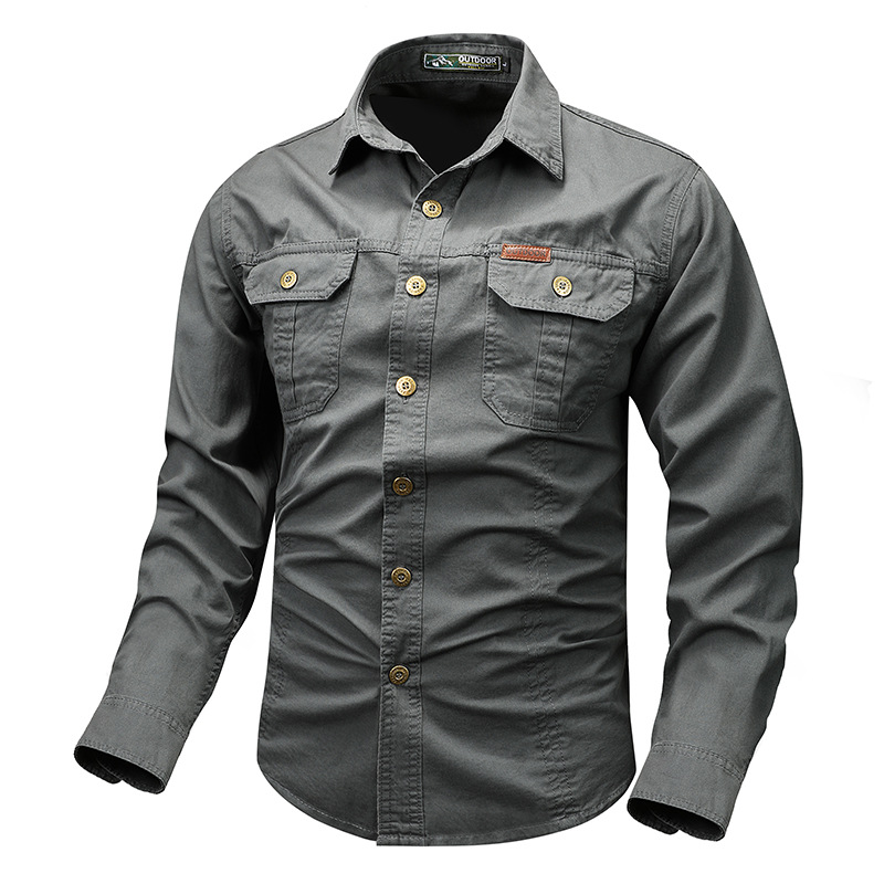 Men's Solid Color Cowboy Work Shirt Western Shirt