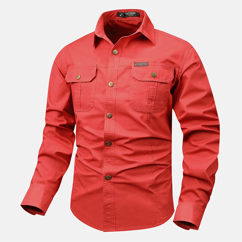 Men's Solid Color Cowboy Work Shirt Western Shirt