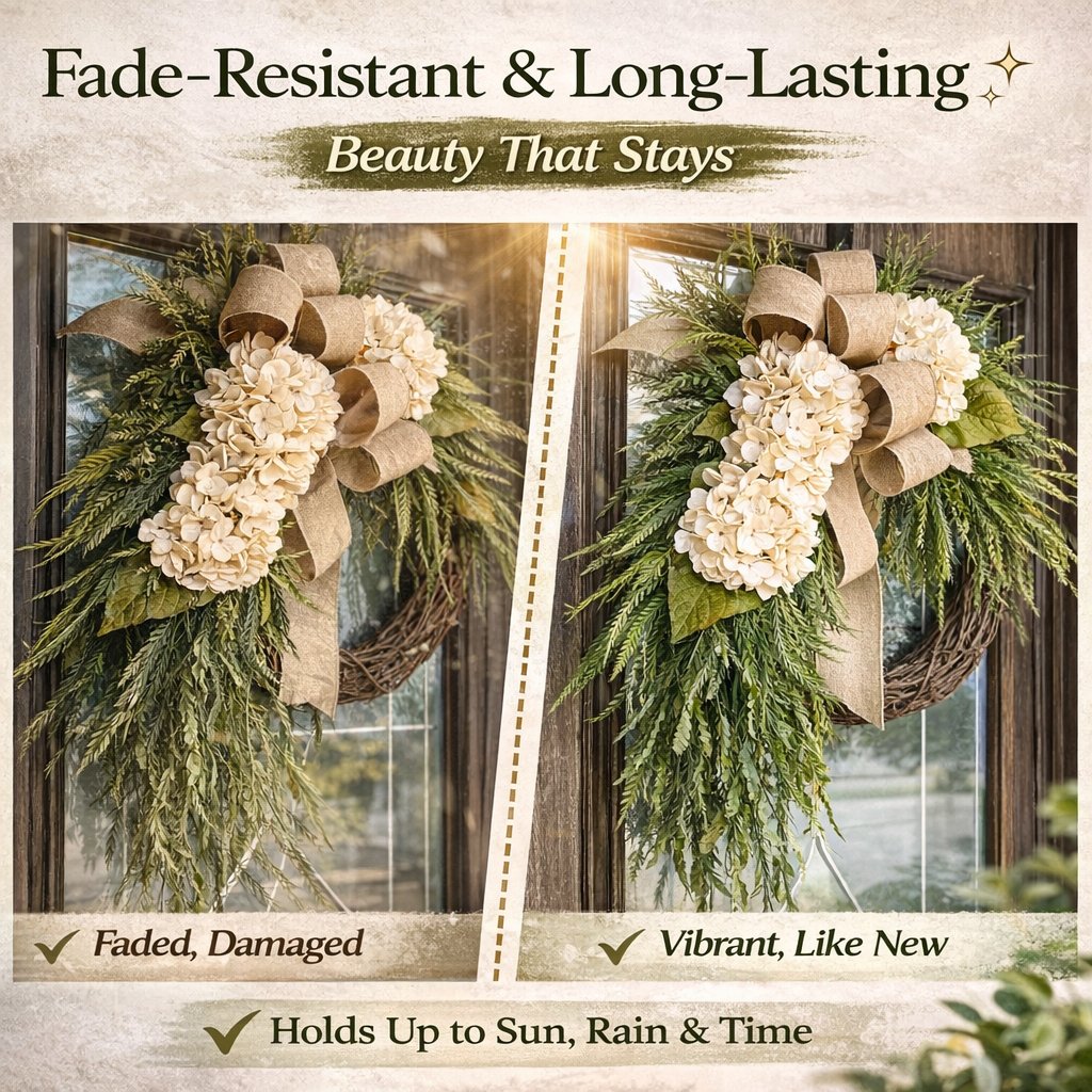 🌸Handcrafted Hydrangea Wreath – The Perfect All-Season Front Door Decor