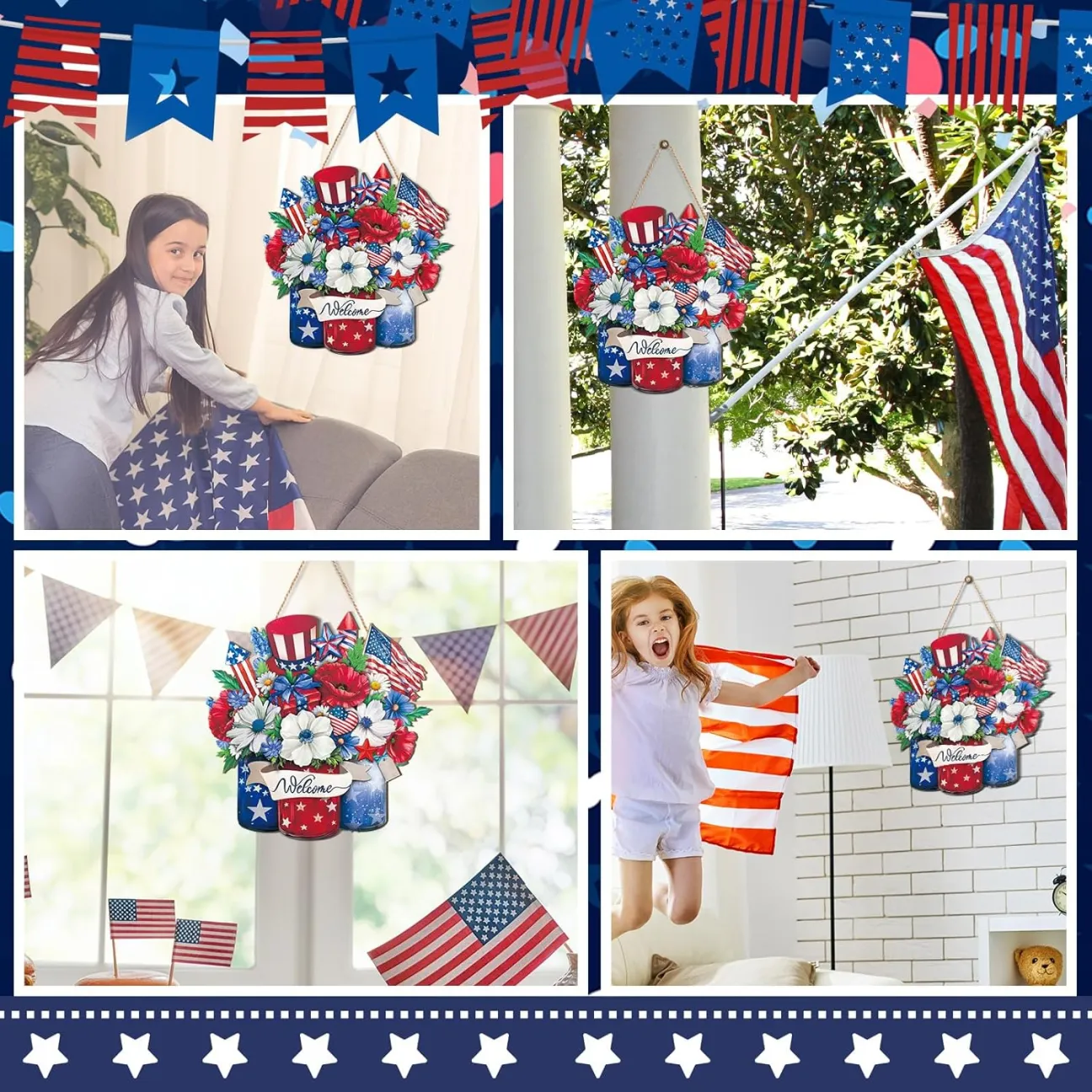 250th America Anniversary Wreath- 1776-2026 Patriotic Door Sign