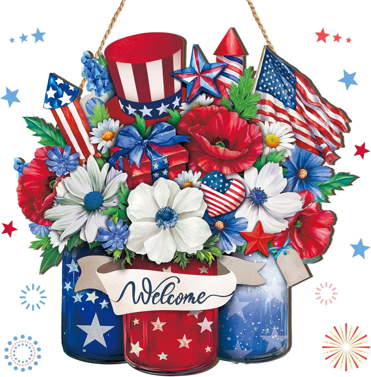 250th America Anniversary Wreath- 1776-2026 Patriotic Door Sign