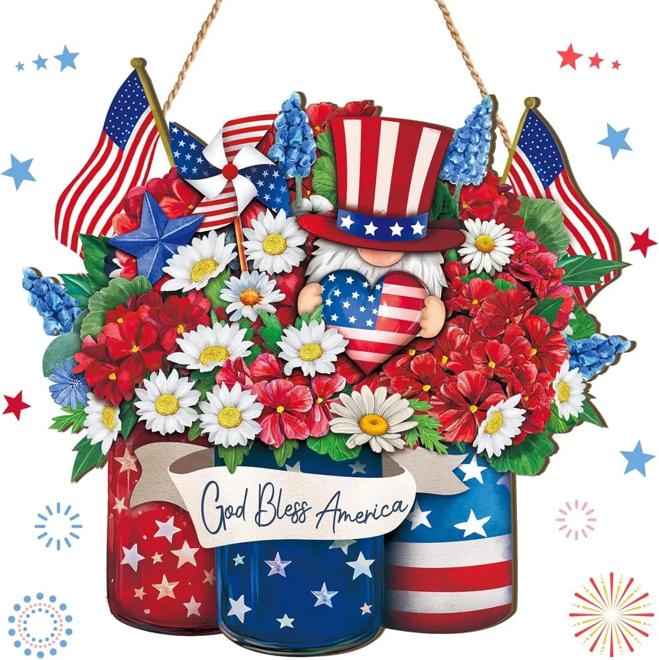 250th America Anniversary Wreath- 1776-2026 Patriotic Door Sign