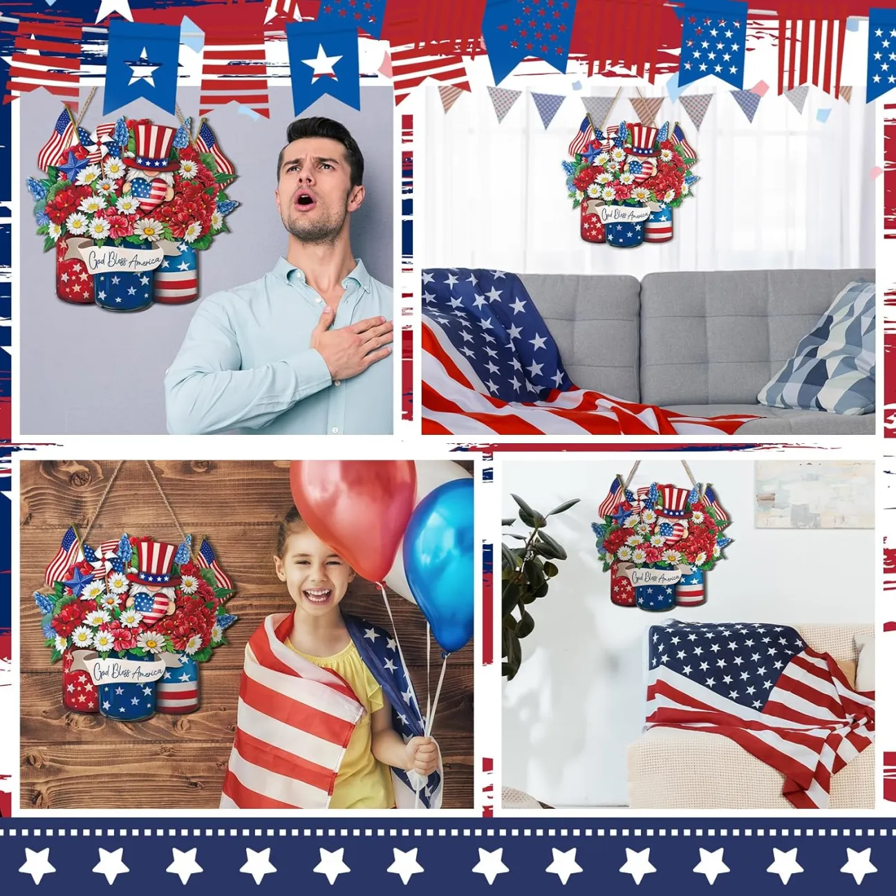 250th America Anniversary Wreath- 1776-2026 Patriotic Door Sign
