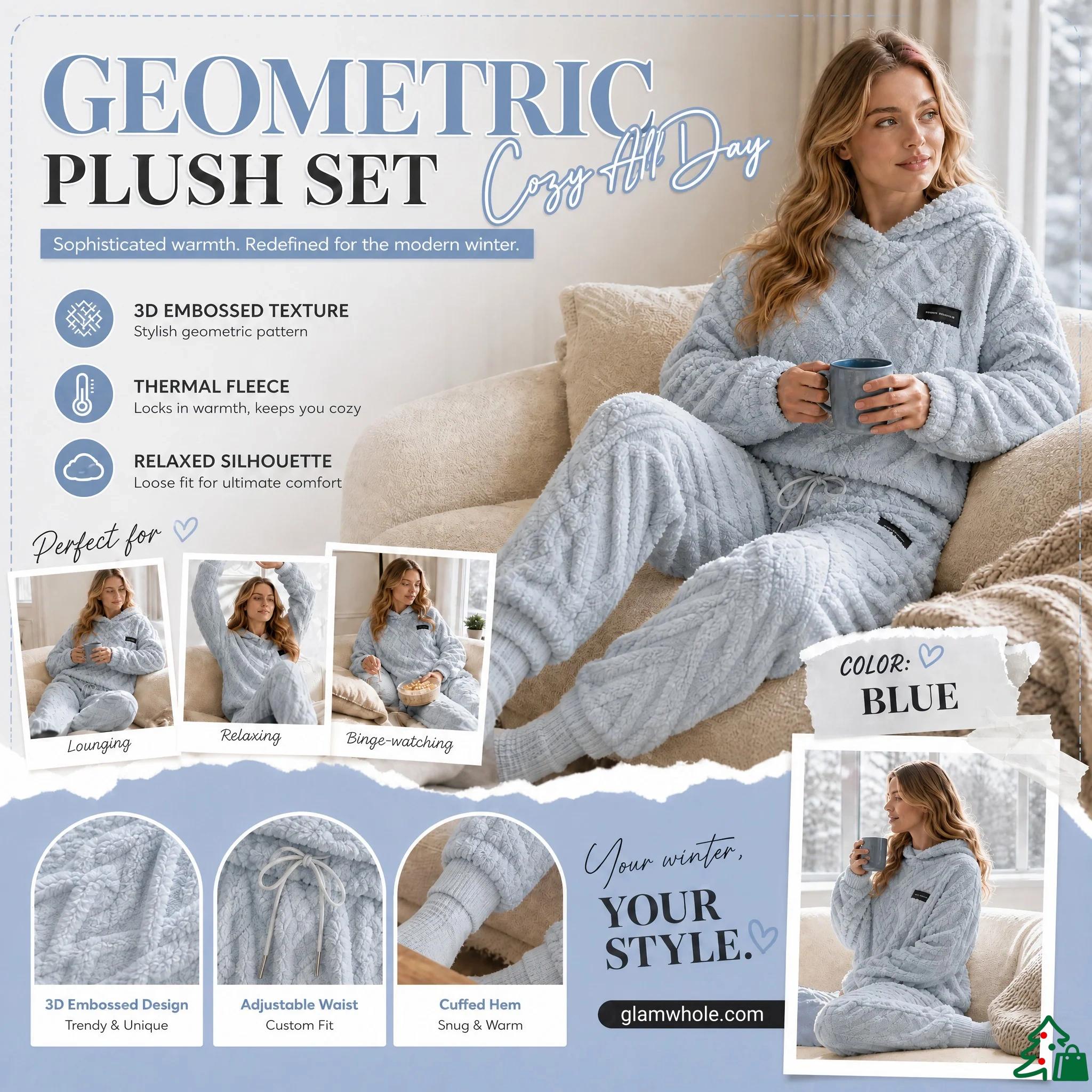 ⏳LAST DAY SALE ONLY ￡23.99!!🔥🍂 Embossed Geometric Plush Set – Timeless Comfort & Effortless Style For Every Occasion
