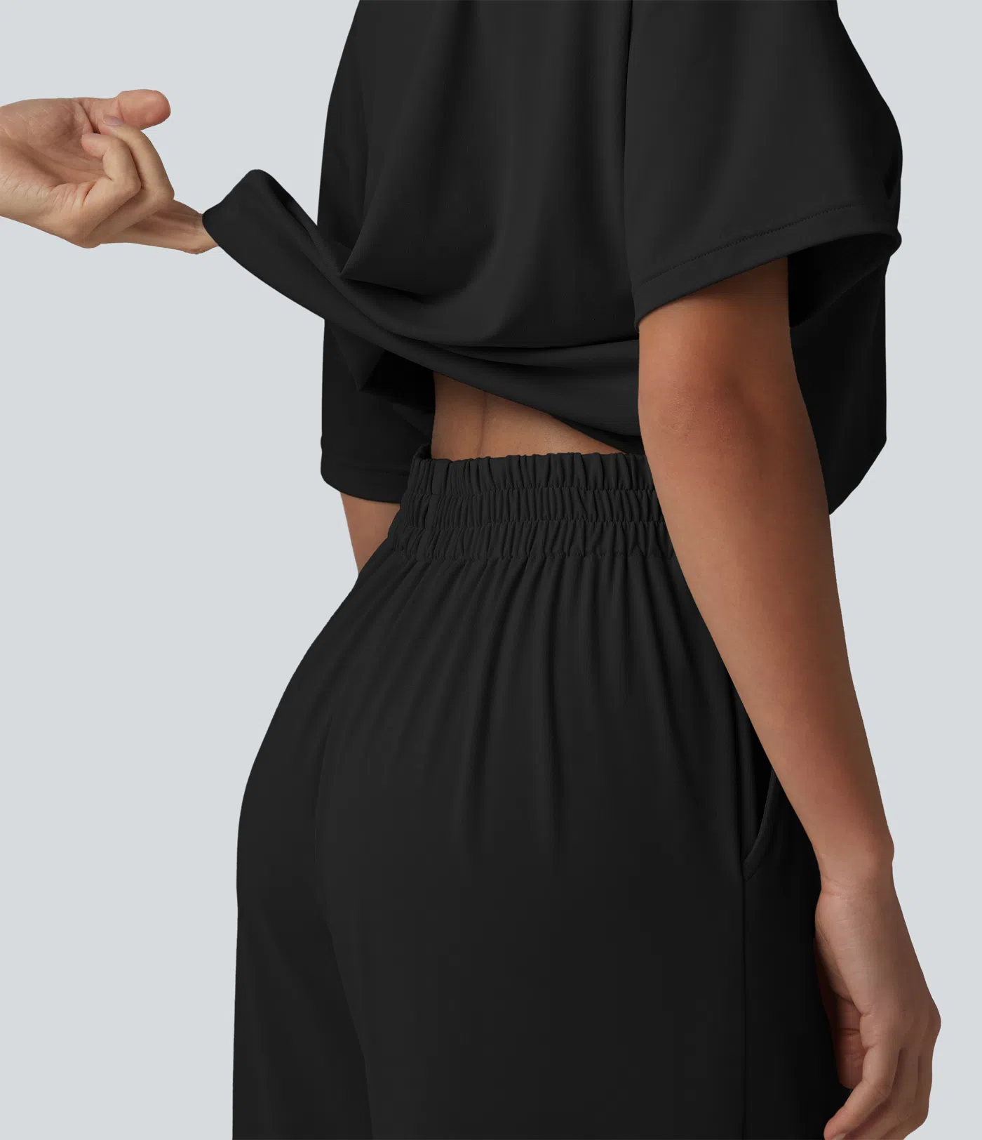 Boat Neck Short Sleeve Drawstring Baggy Casual Jumpsuit with Pockets-Easy Peezy Edition